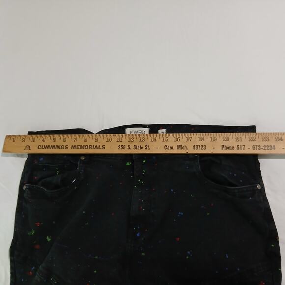 FWRD Denim 42 black skinny jeans paint splatter effect inseam 34 inset knees - Picture 9 of 12